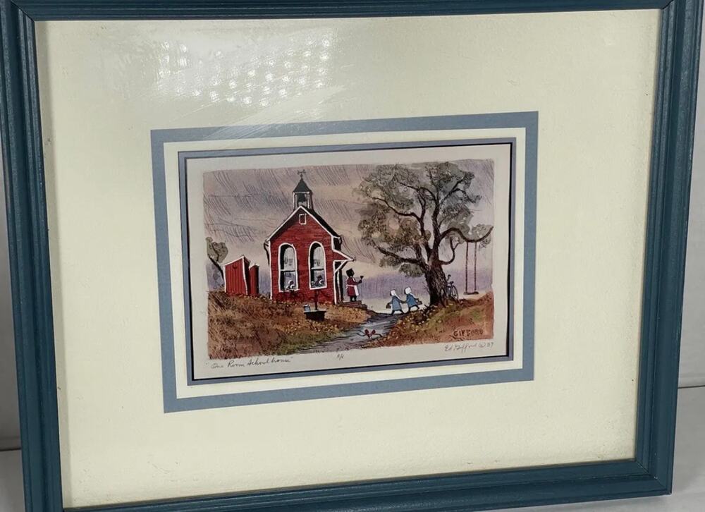 Ed Gifford Signed and Framed 1987 Water Colors Print